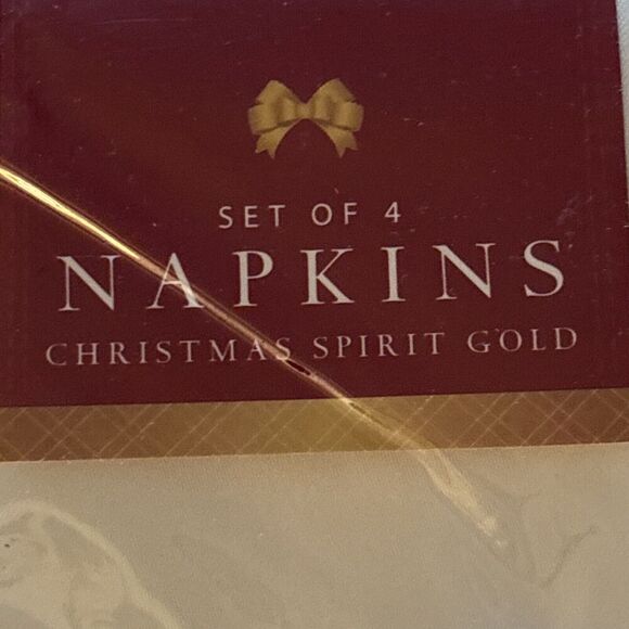 Cloth Napkins Christmas Spirit Gold Set Of 4 Bed Bath & Beyond NEW SEALED - Picture 6 of 8